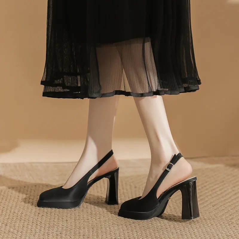 Zubumei High Heels Women's Black, Ecru-4