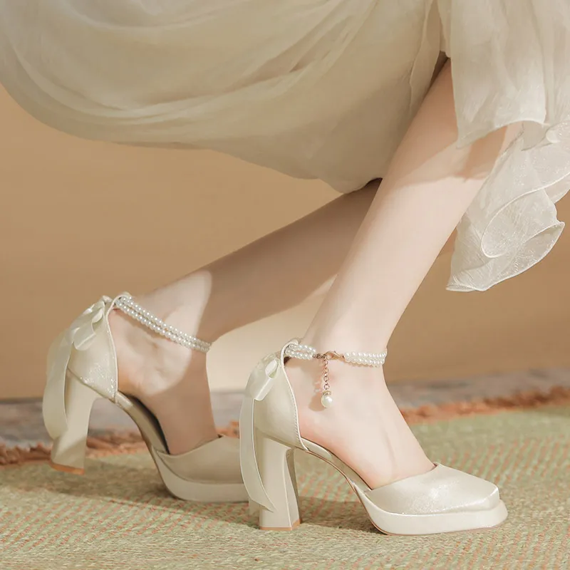 Zubumei Chunky Heel High Heels 7CM Women's-12