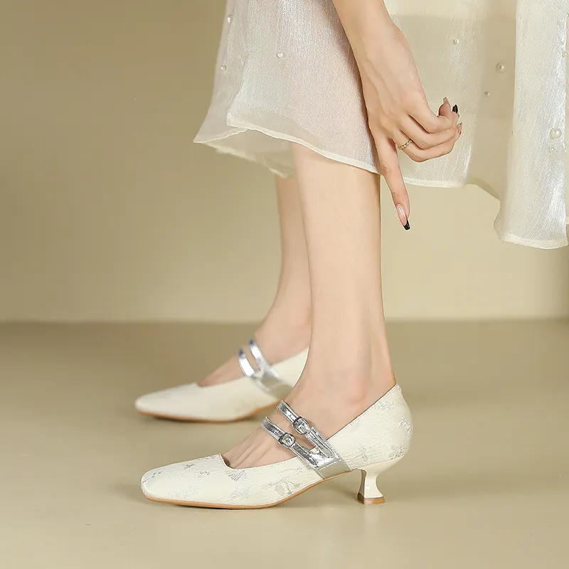 Zubumei Slim Heel High Heels 4CM Women's-11