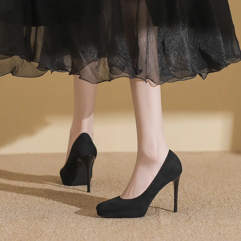 Zubumei Slim Heel High Heels 10CM Women's-5