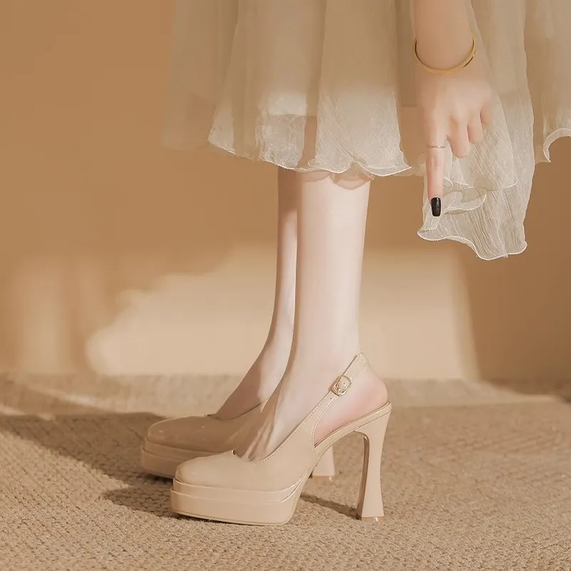 Zubumei High Heels Women's Black, Nude-10