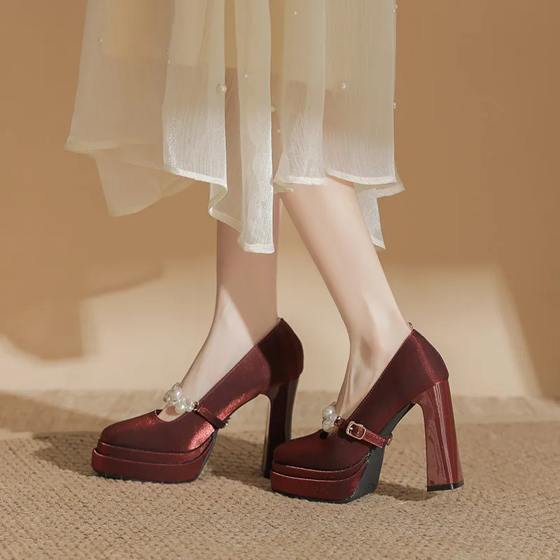 Zubumei Chunky Heel High Heels 11CM Women's-12