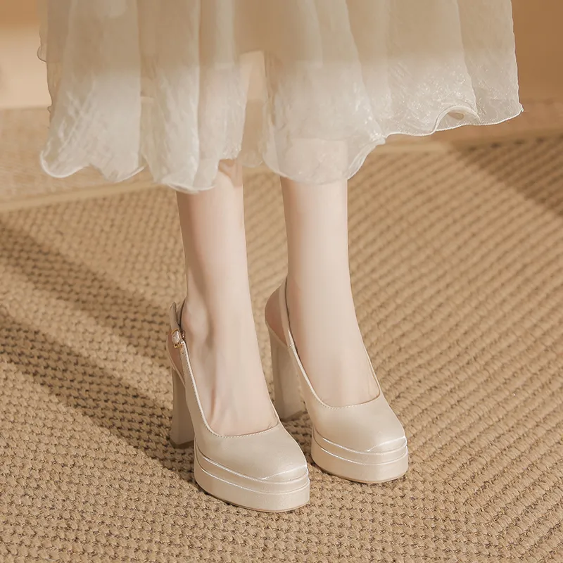 Zubumei Chunky Heel High Heels 11CM Women's-7