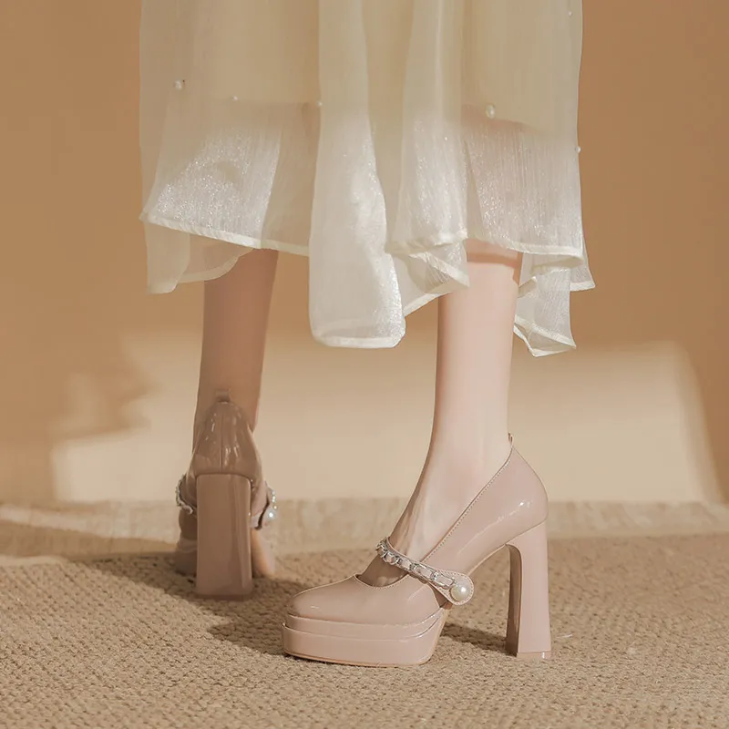 Zubumei Chunky Heel High Heels 11CM Women's-13