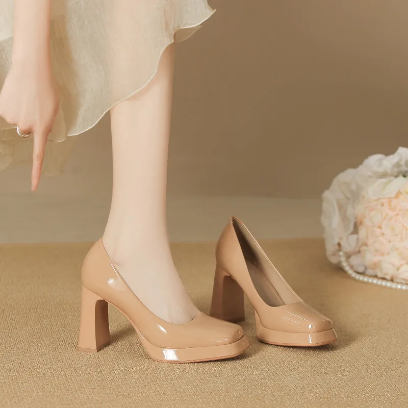 Zubumei Chunky Heel High Heels 8CM Women's-9
