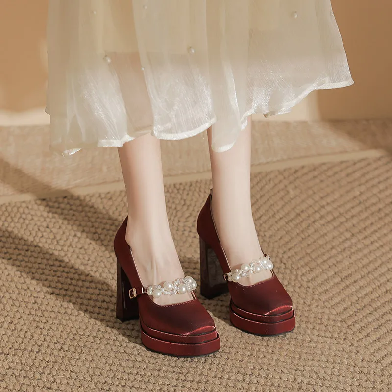 Zubumei Chunky Heel High Heels 11CM Women's-13