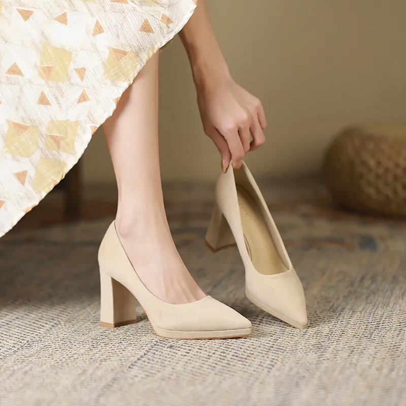 Zubumei Chunky Heel High Heels 8cm Women's-3