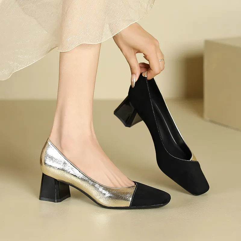 Zubumei Chunky Heel High Heels 5CM Women's-3