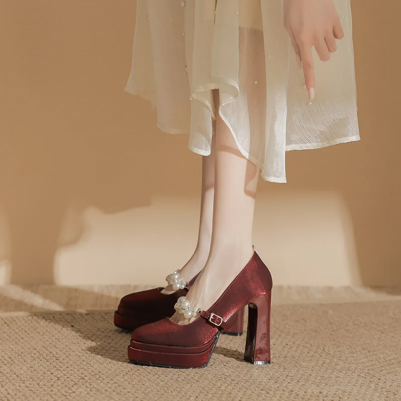 Zubumei Chunky Heel High Heels 11CM Women's-10