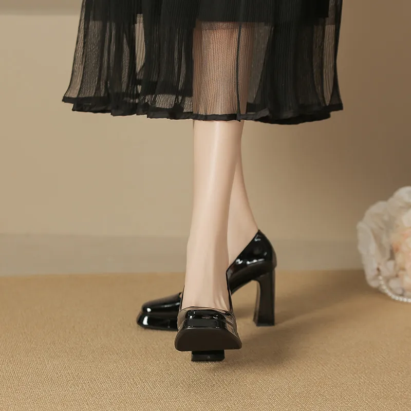Zubumei Chunky Heel High Heels 8CM Women's-6