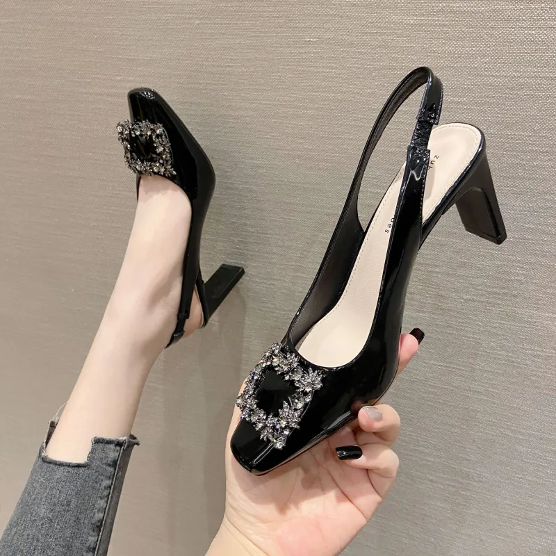 Zubumei Chunky Heel High Heels 7.5cm Women's-2