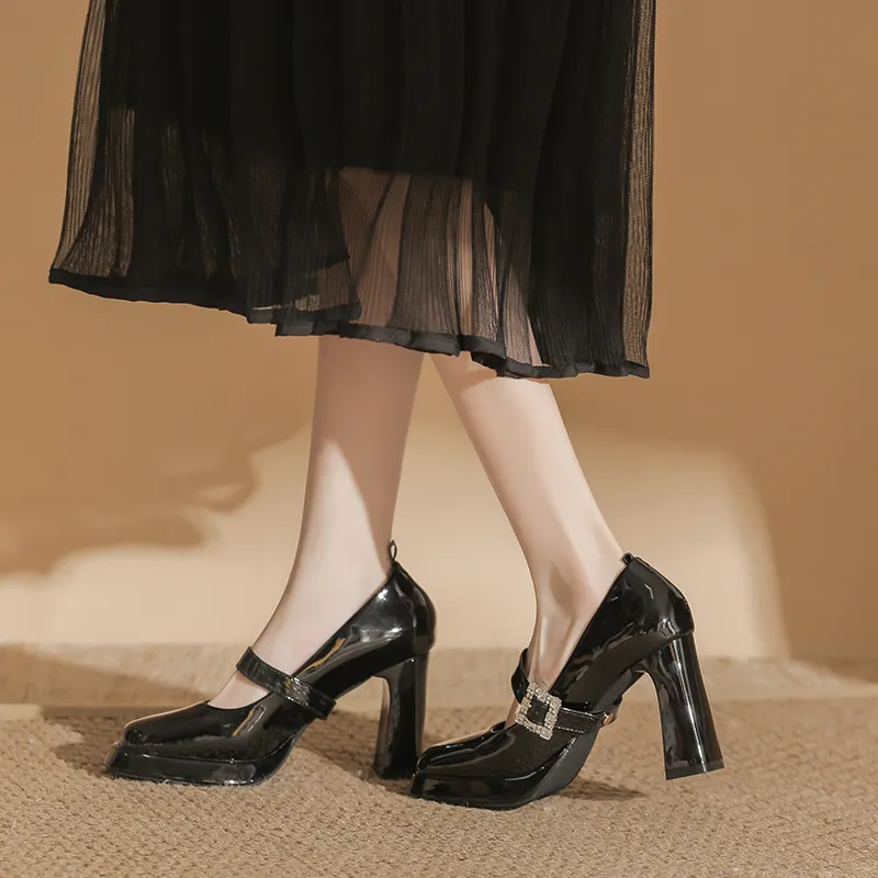 Zubumei High Heels Women's Black, Ecru-5