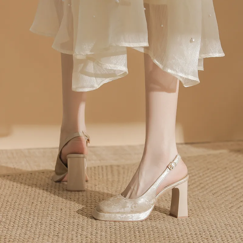 Zubumei Chunky Heel High Heels 9cm Women's-14