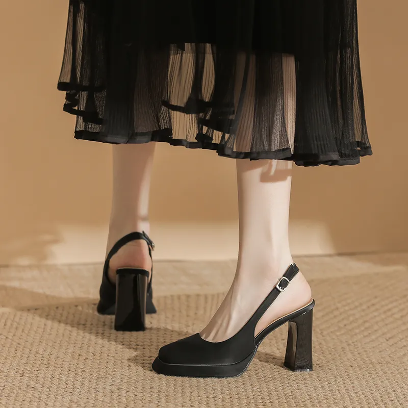 Zubumei High Heels Women's Black, Ecru-3