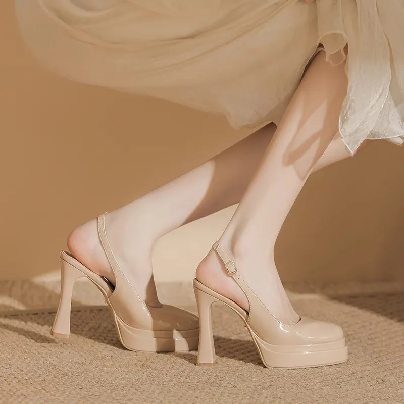 Zubumei High Heels Women's Black, Nude-11