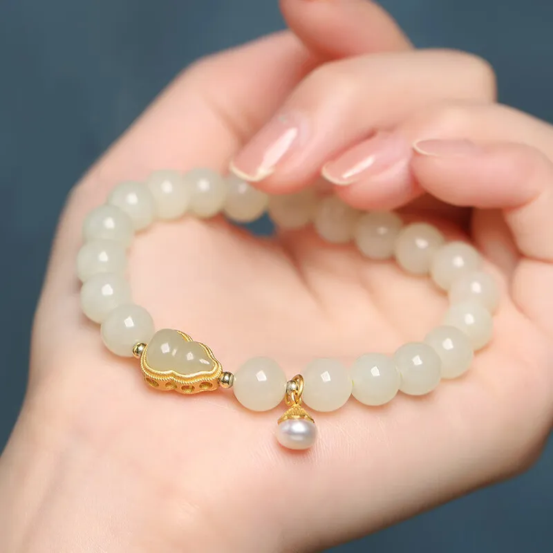 Gramda Hetian Jade Hetian Jade Bracelets Women's Pale Greenish White Jade-3