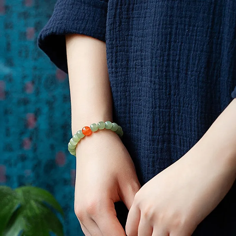 Jianlu Hetian Jade Bracelets Women's Pale Greenish White Jade-5