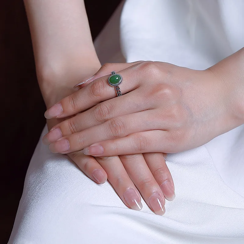 Gramda Hetian Jade Rings Women's Jasper-3