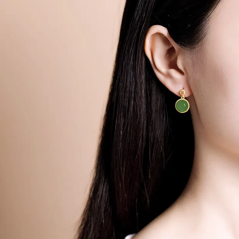 Gramda Hetian Jade Earrings Jasper Women's-2