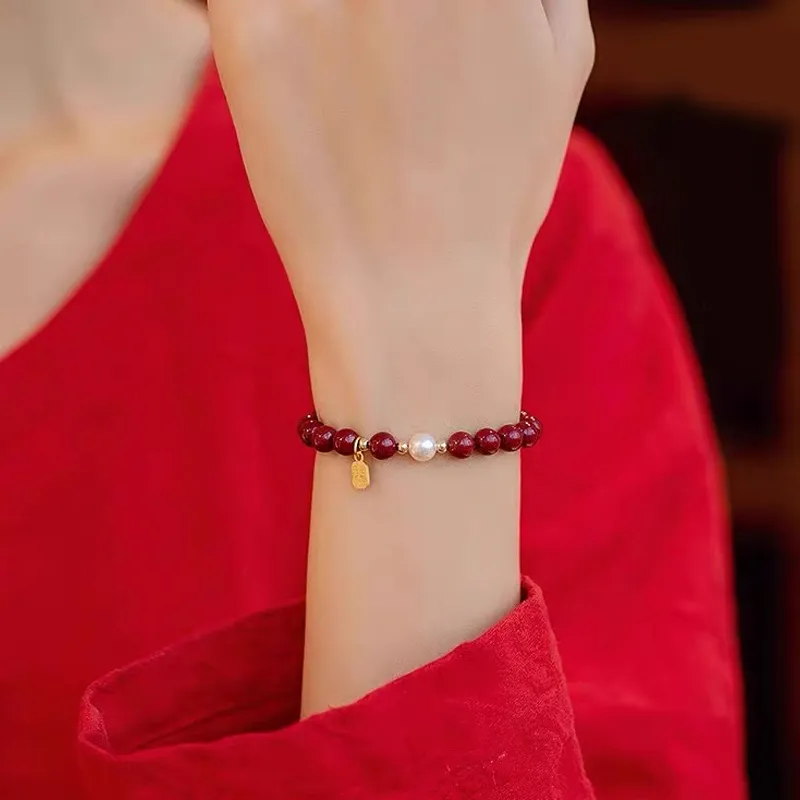 Jianlu Reconstructed Cinnabar Jade Bracelets Women's-3