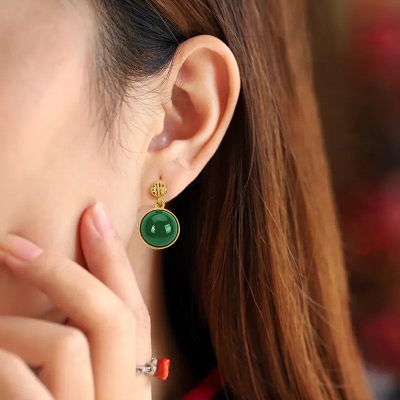 Gramda Hetian Jade Earrings Jasper Women's-5