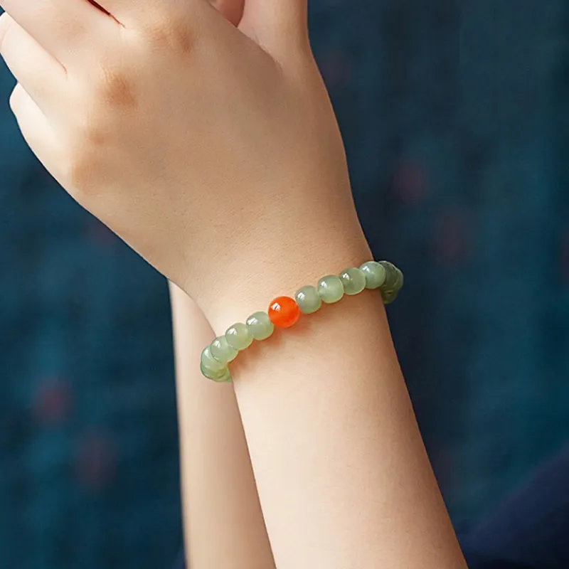 Jianlu Hetian Jade Bracelets Women's Pale Greenish White Jade-3