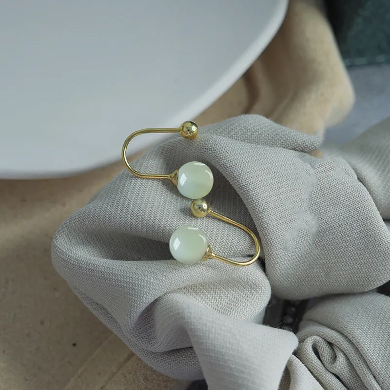 Gramda 925 Sterling Silver Hetian Jade Earrings Women's-4