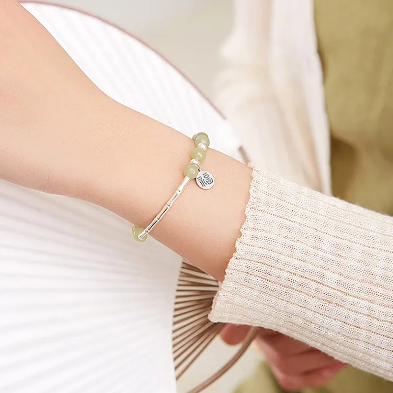 Gramda Hetian Jade Bracelets Green Jade Women's-4