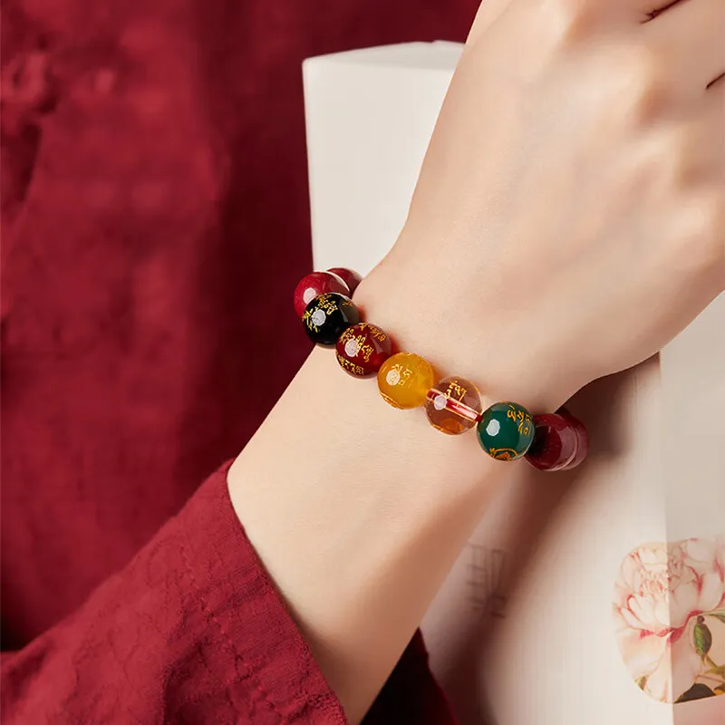 Gramda Reconstructed Cinnabar Jade Bracelets Women's-2