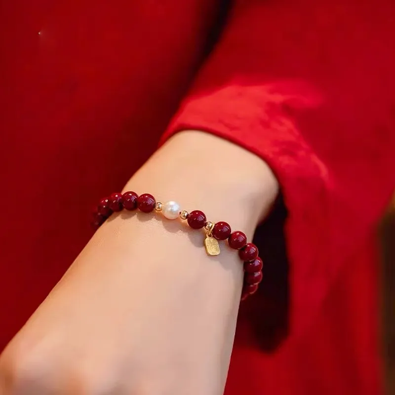Jianlu Reconstructed Cinnabar Jade Bracelets Women's-1
