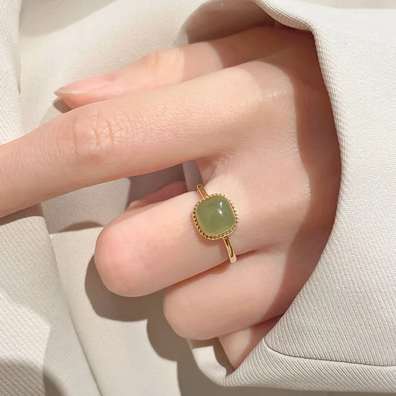 Jianlu Hetian Jade Rings Women's Green Jade-1