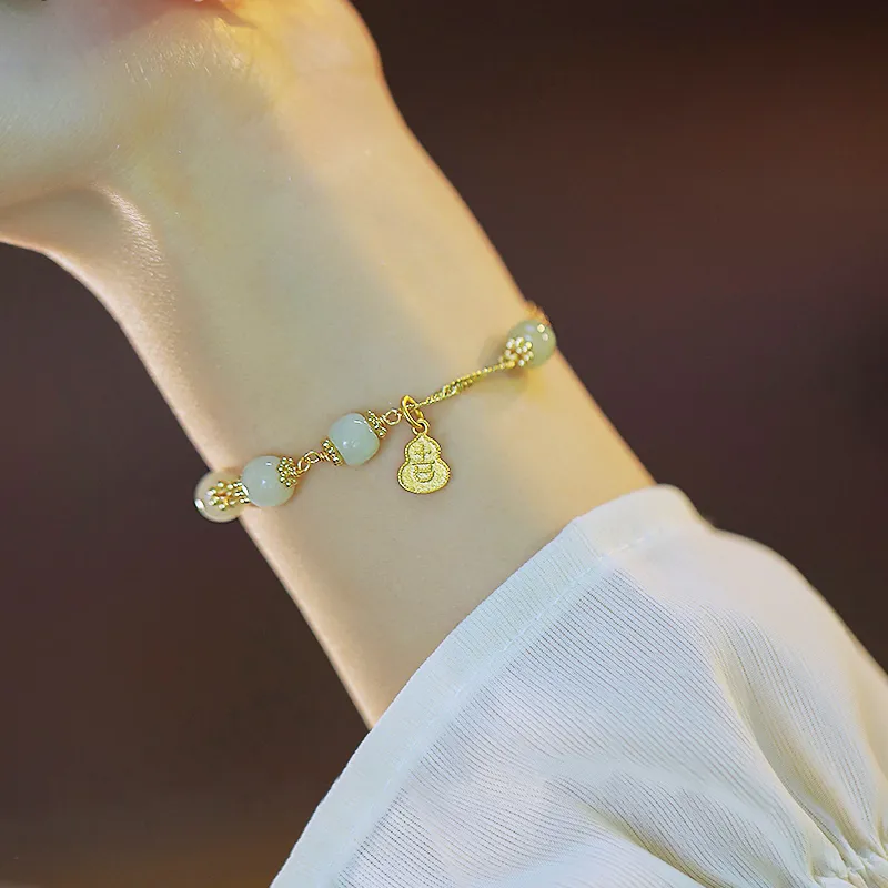 Gramda Alloy Hetian Jade Alloy Buttons Hetian Jade Bracelets Women's Pale Greenish White Jade-1