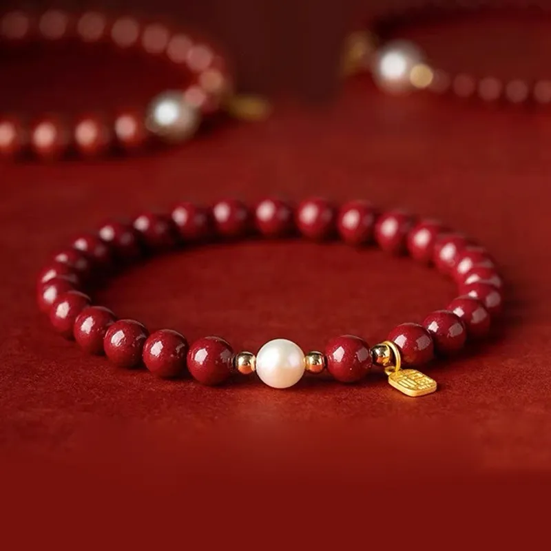 Jianlu Reconstructed Cinnabar Jade Bracelets Women's-4
