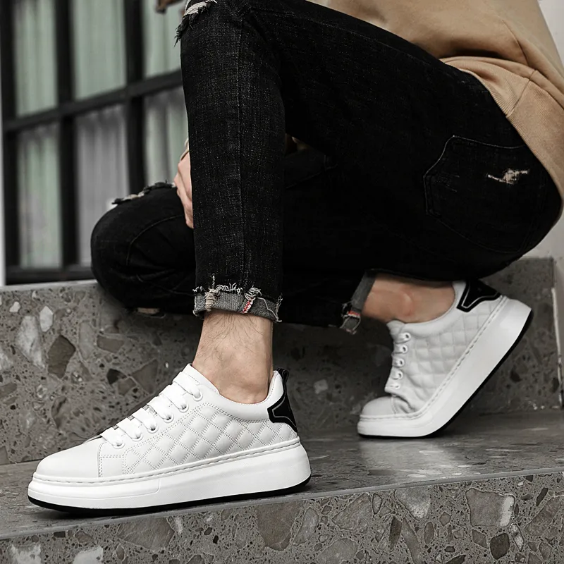 Extravagant Anti Slip Wear Resistant Lightweight Breathable Low Top Skateboard Shoes Men's White-6