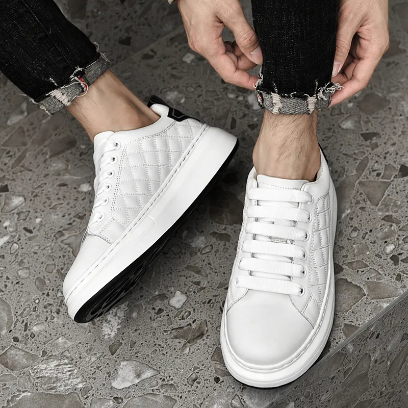 Extravagant Anti Slip Wear Resistant Lightweight Breathable Low Top Skateboard Shoes Men's White-7