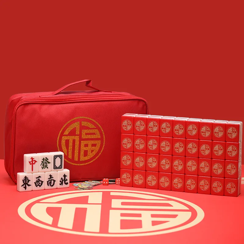 SHANGKECHENGPIN 42mm Fulin Double Red & Large Size Mahjong Board Games-2
