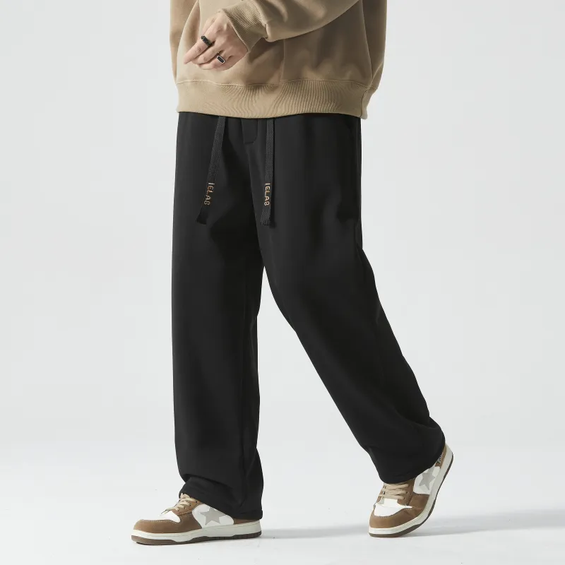 I.E Casual Pants Unisex Black Fleece Lined-5