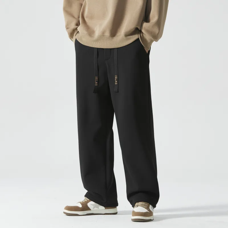 I.E Casual Pants Unisex Black Fleece Lined-4