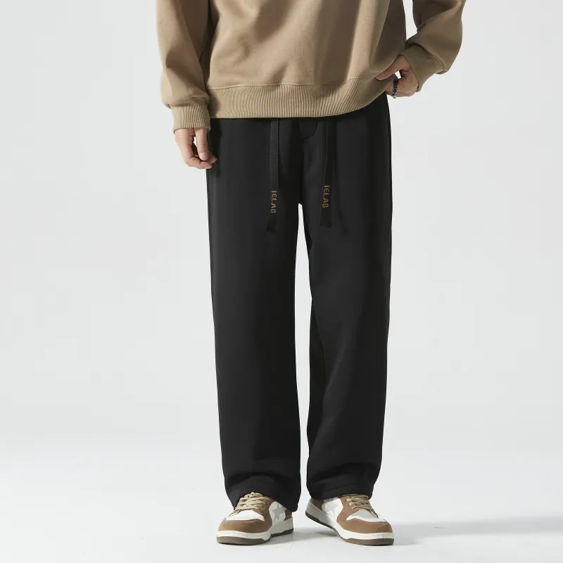 I.E Casual Pants Unisex Black Fleece Lined-2