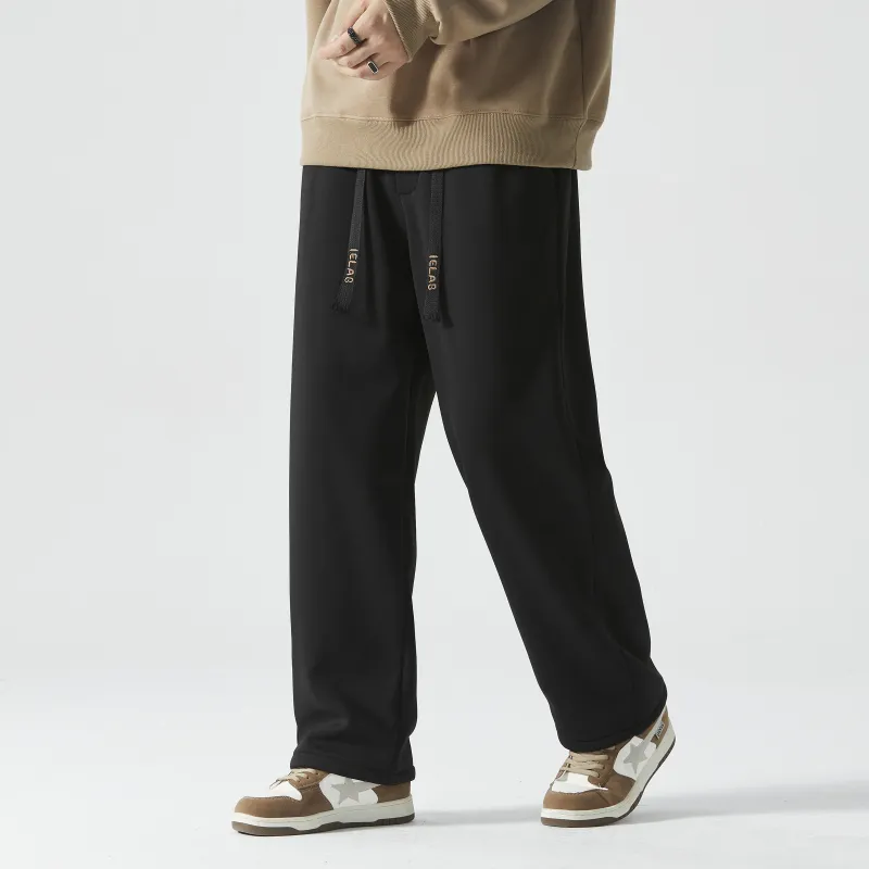 I.E Casual Pants Unisex Black Fleece Lined-6