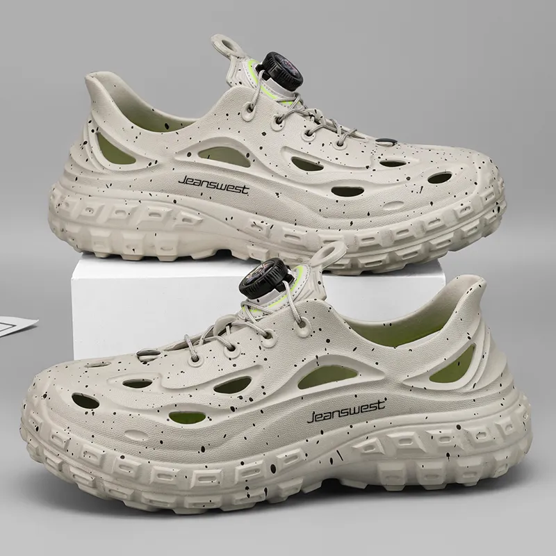 JEANSWEST Summer New Force Starry Sky Collection, Vintage Tire Design Style, Platform Height Increase Clogs Men's-3