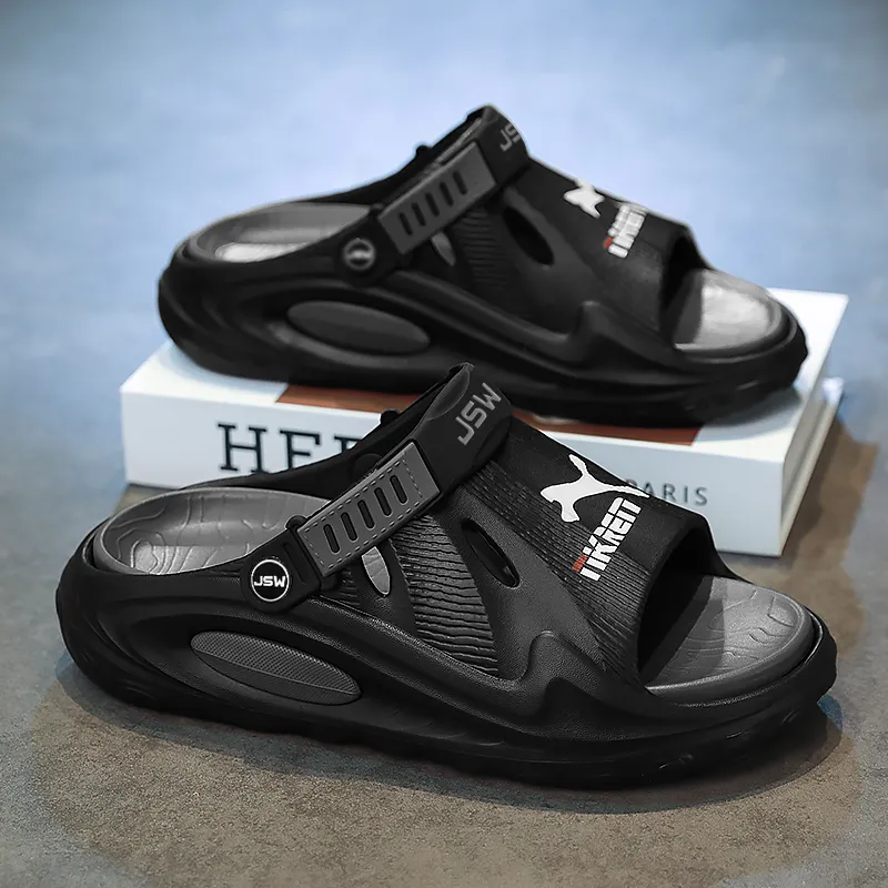 JEANSWEST New Trendy Brand Graffiti Chinese Innovation Style Beach Sandals Men's-15