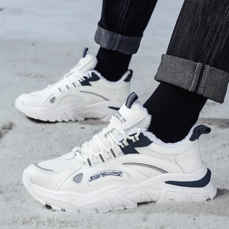 JEANSWEST Chunky Sneakers Unisex Low Top White-5