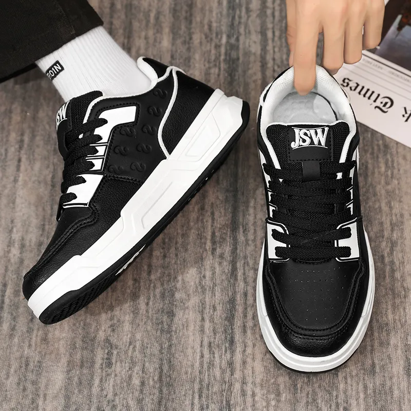 JEANSWEST Black And White Panda Shoes Height Increasing Wear-Resistant Slip-Resistant Low-Top Skateboard Shoes Men's-10
