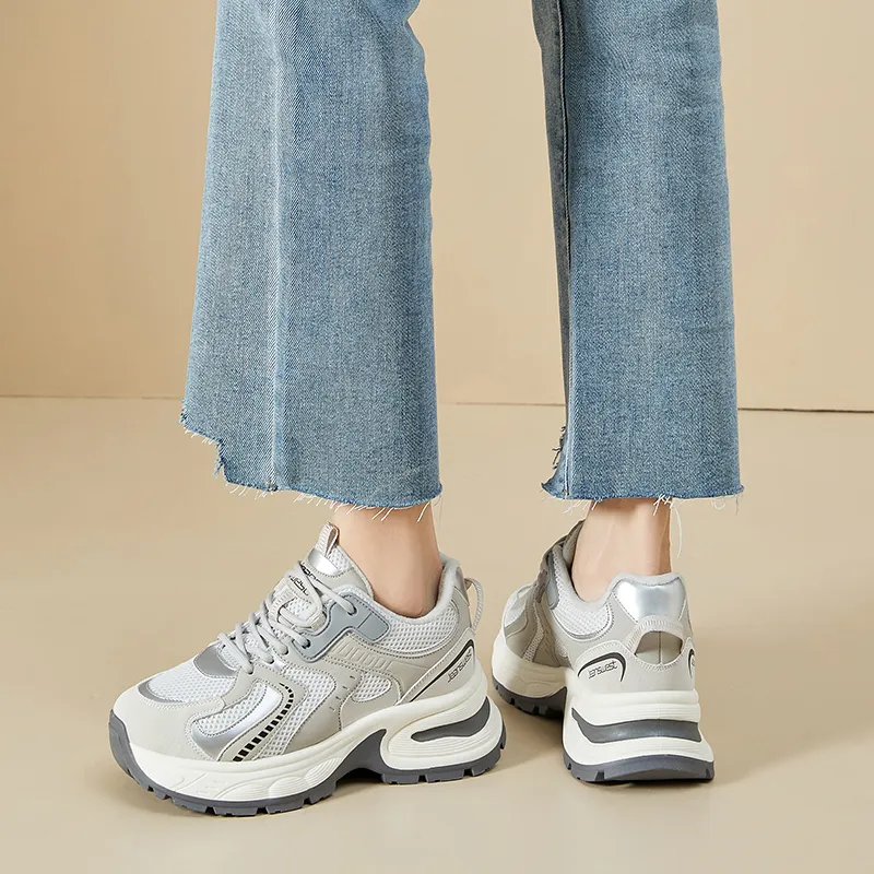 JEANSWEST Stove Cushioned Slip Resistant Lightweight Height Increasing Warm Low Top Chunky Sneakers Women's-5