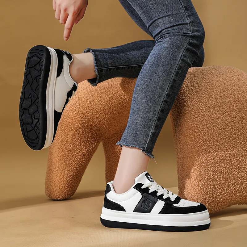 JEANSWEST Suede Flat Minimalist Style White Sneakers Height Increasing Lightweight Low Top Skateboard Shoes Women's-15