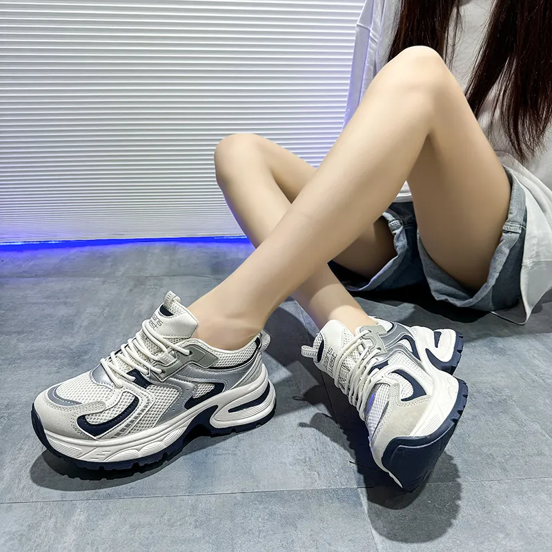JEANSWEST Abrasion Resistant, Breathable, Lightweight, Height Increasing Chunky Sneakers Women's-3