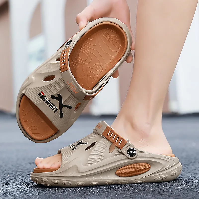 JEANSWEST New Trendy Brand Graffiti Chinese Innovation Style Beach Sandals Men's-10
