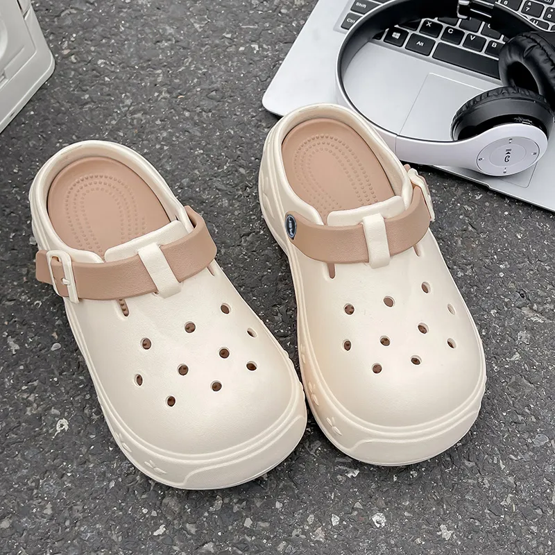 JEANSWEST Summer Trendy Girlish Heart White Pink Color Scheme Fashion Trend Minimalist Style Clogs Unisex-9
