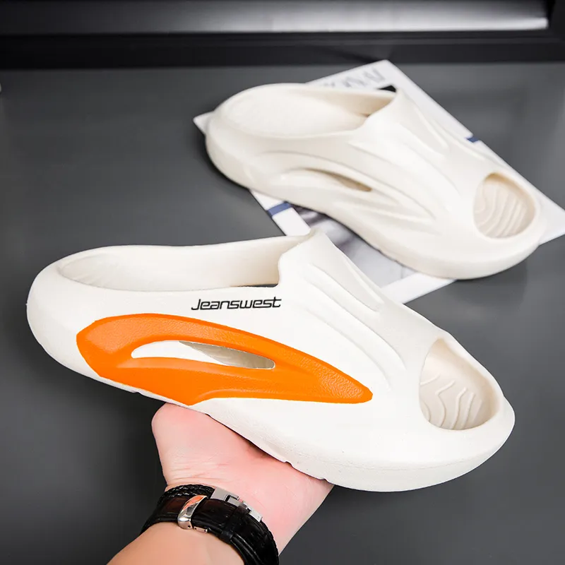 JEANSWEST Slip Resistant Abrasion Resistant Odor Resistant Slide Slippers Men's Bone White-3